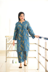 Zaib E Hoor Floral Leaf Print 2Pcs Stitched