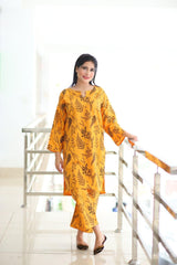 Zaib E Hoor Floral Leaf Print 2Pcs Stitched