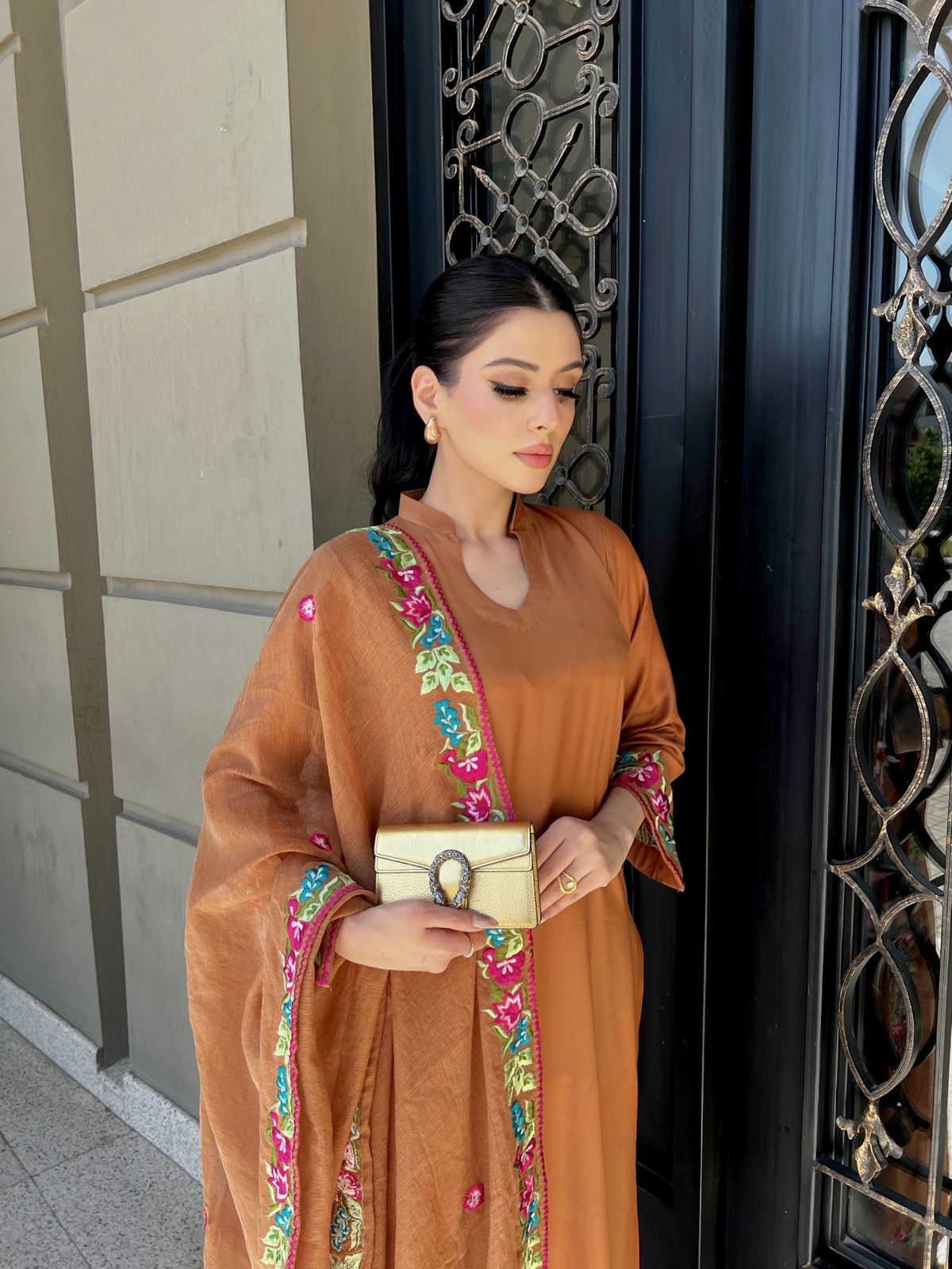 Zaman By MNM Stitched 3 Piece Winter Collection'2024-Caramel