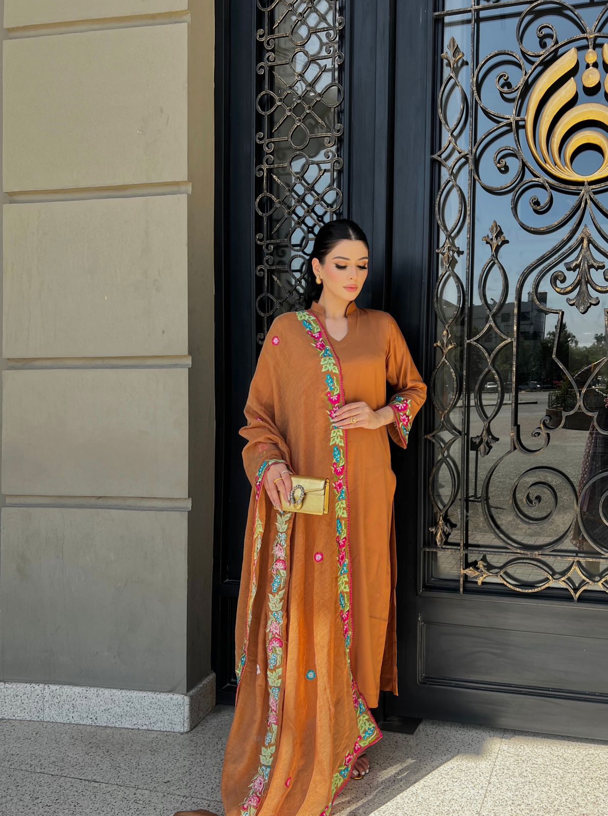 Zaman By MNM Stitched 3 Piece Winter Collection'2024-Caramel