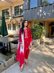 Zaman By MNM Stitched 3 Piece Winter Collection'2024-Scarlet