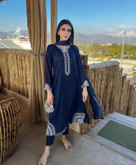 Zaman By MNM Stitched 3 Piece Winter Collection'2024-Sapphire