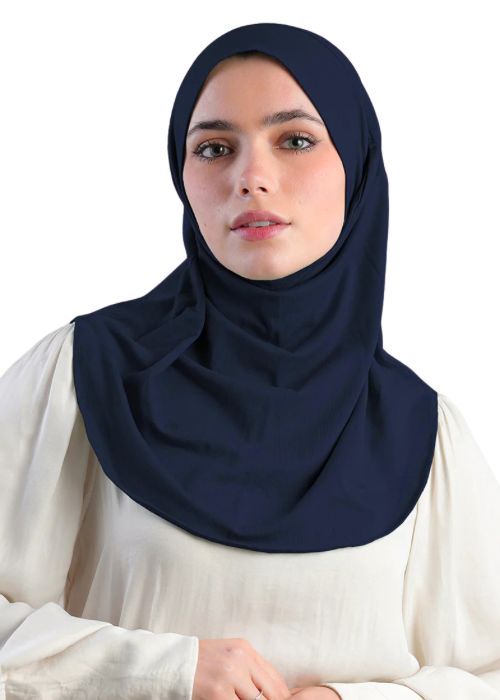 Bidoon Essma Alamira Hijab Maxi Women Plain Jersey Cotton Dark Blue