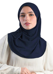 Bidoon Essma Alamira Hijab Maxi Women Plain Jersey Cotton Dark Blue