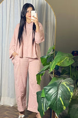 Urban Cut Garment Dyed Cotton Pink Co-Ord Set
