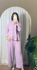 Urban Cut Garment Dyed Cotton Lavender Co-Ord Set
