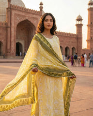 Umer Aayan 3 Piece Stitched Lawn suit -Ready to Wear Lime