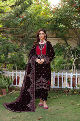 Dr Haris Unstitched 3 Piece Velvet Winter Vol-5 Collection-DRV-014