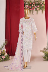 Dr Haris Unstitched 3 Piece Simply White Lawn Suit-SIM-005