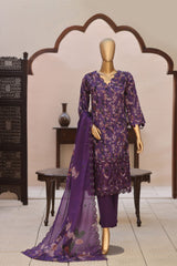 Dr Haris 4D Daman Cutwork Kari Unstitched 3 Piece Lawn Vol-03 Suit-DAM-010