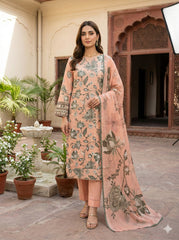 Dr Schiffli Vol-4 By Dr Haris Unstitched 4 Piece Lawn Suit-DRS-037