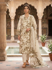 Dr Schiffli Vol-4 By Dr Haris Unstitched 4 Piece Lawn Suit-DRS-034