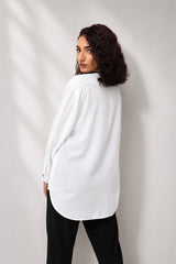 Dhaga Western Shirts-Solid Button Front Shirt White
