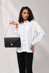 Dhaga Western Shirts-Solid Button Front Shirt White