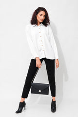 Dhaga Western Shirts-Solid Button Front Shirt White