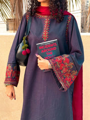 Urban Cut Embroidered  2-Piece Cotton Textured Kurta Set-C0233