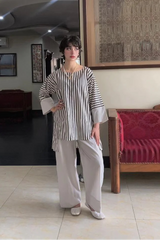 Urban Cut-Stripe Cotton Coord Set-C0283