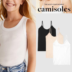 Dhaga Western Camisole 2025-Pack of 3 Girl's Super Combed Cotton Camisole - White