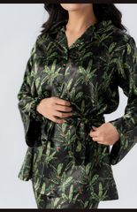 Studio By Arj Rue' Rofe' Night Bliss Collection & Casual Daily Wear women Leaf printed silky Finish night wear Pajama Set