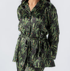 Studio By Arj Rue' Rofe' Night Bliss Collection & Casual Daily Wear women Leaf printed silky Finish night wear Pajama Set