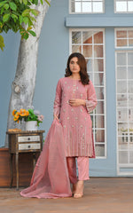 Yaaqot Stitched 3 Piece Winter Collection-Flosa Handwork Stitched 3-pc