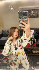 Urban Cut Women Pajama Suit – Christmas Cartoon Print