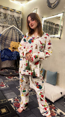 Urban Cut Women Pajama Suit – Christmas Cartoon Print