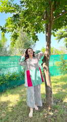 Urban Cut Striped Colorblock Cotton 2-Piece Suit