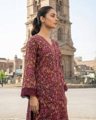 Umer Aayan 3 Piece Stitched Printed Chiffon Maxi With Organza Dupatta