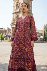 Umer Aayan 3 Piece Stitched Printed Chiffon Maxi With Organza Dupatta
