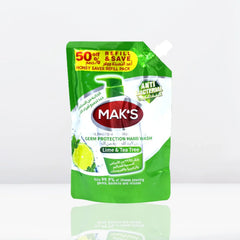 Maks Sulphate Free Anti Bacterial Handwash - Lime & Tea Tree (Pouch) 600ml