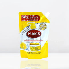 Maks Sulphate Free Anti Bacterial Handwash - Lemon Fresh (Pouch) 600ml