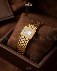 Zeesy-White Gem Golden Cuff Bracelet