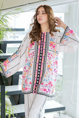 Zaib E Hoor Flores Water Fusion Print Co-Ord 2Pc Set Suit