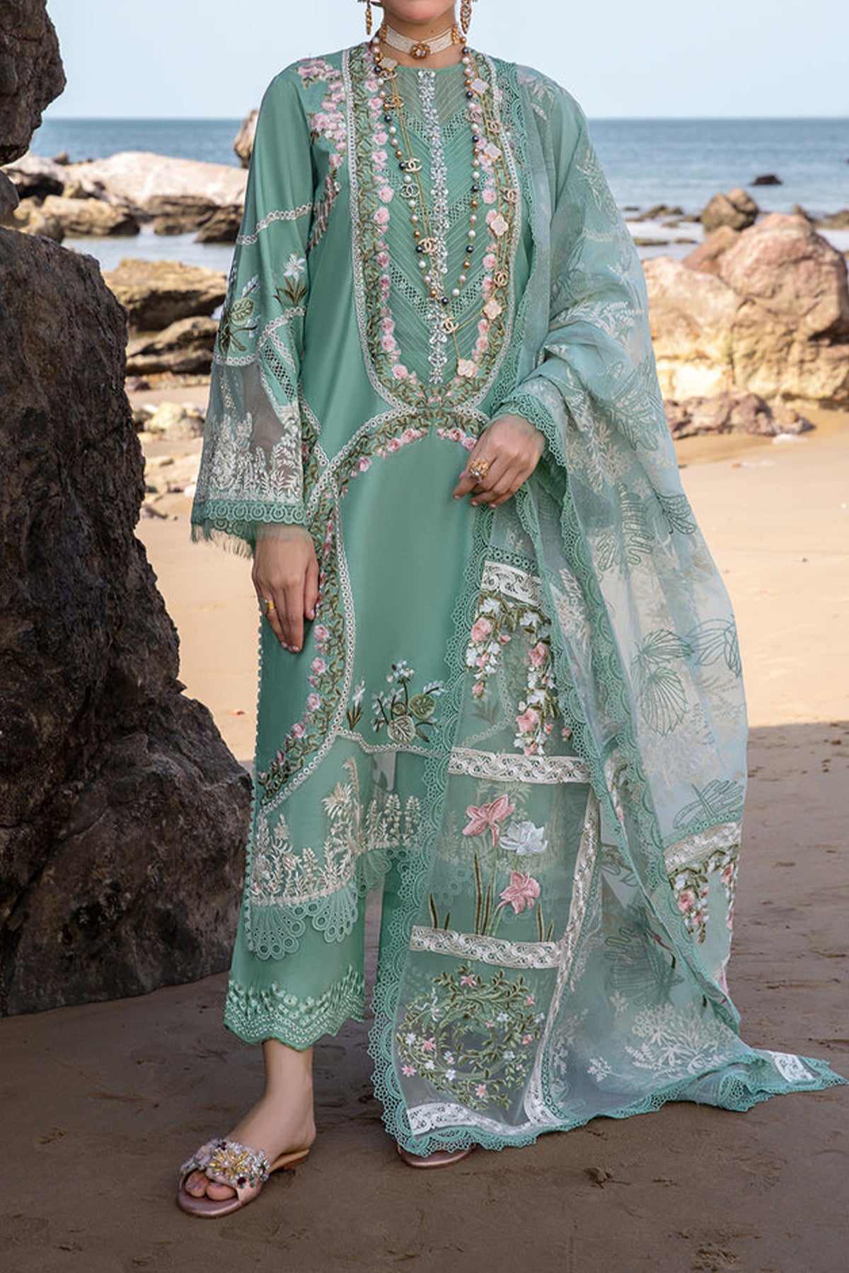 Saira Shakira By Crimson Unstitched 3 Piece Luxury Lawn Collection'2024-Winds of Eden Jade