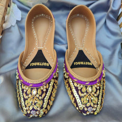 Sparkling Purple Women Khussa E005 - Bustangi