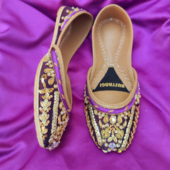 Sparkling Purple Women Khussa E005 - Bustangi