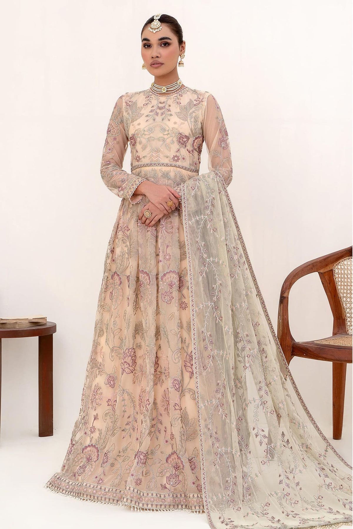 Nazneen by Zarif Unstitched 3 Piece Luxury Formal Collection'2023-Z-08-Roserie