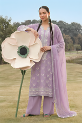 Stitching Cotton Unstitched 3 Piece Emb Chiffon Suit-WFCU-06