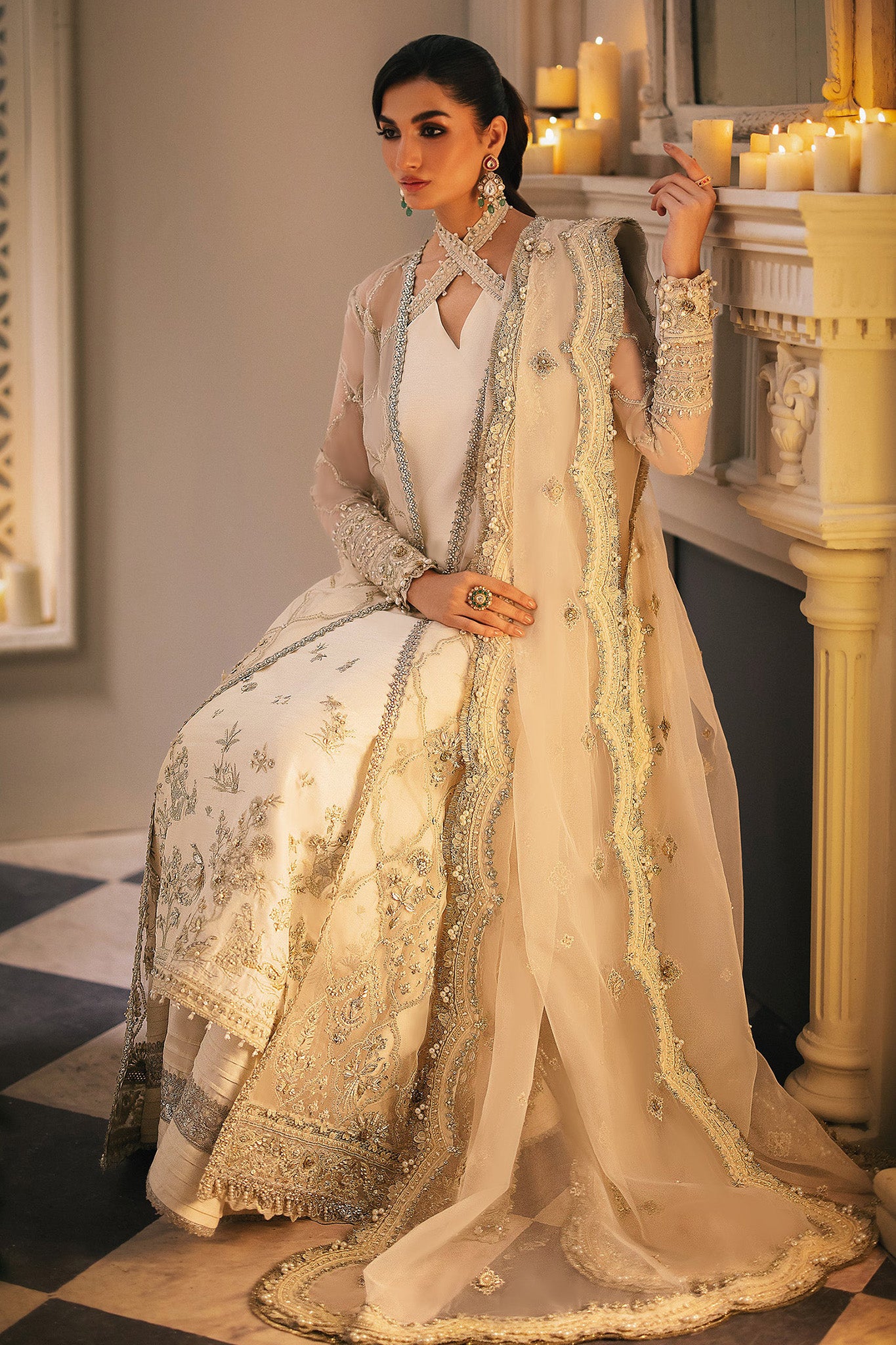 Gossamer By Zaha Unstitched 3 Piece Luxury Formals Collection'2024-ZC-02-Leiyn