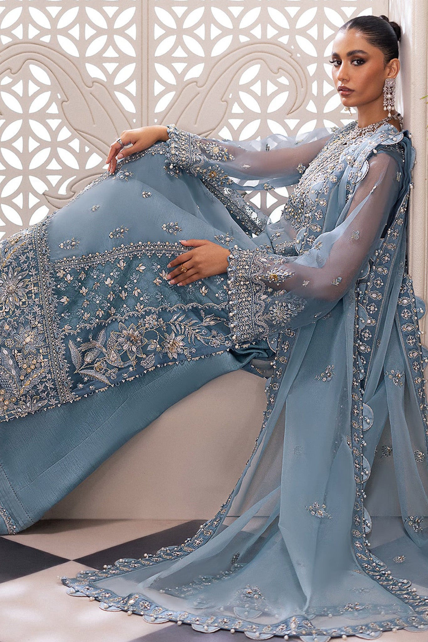 Gossamer By Zaha Unstitched 3 Piece Luxury Formals Collection'2024-ZC-07-Azura