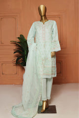 Bin Saeed Stitched 3 Piece Embroidered Organza Collection'2023-ZEF-2006-Angori