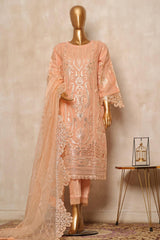 Bin Saeed Stitched 3 Piece Organza Festive Formals Collection'2024-ZEF-307-Peach