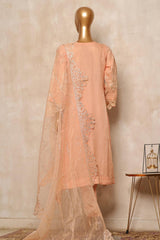 Bin Saeed Stitched 3 Piece Organza Festive Formals Collection'2024-ZEF-307-Peach