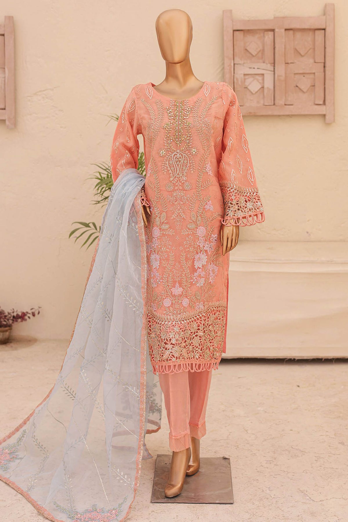 Bin Saeed Stitched 3 Piece Emb Fancy Festive Ramadan Collection'2024-ZEF-433-Pink