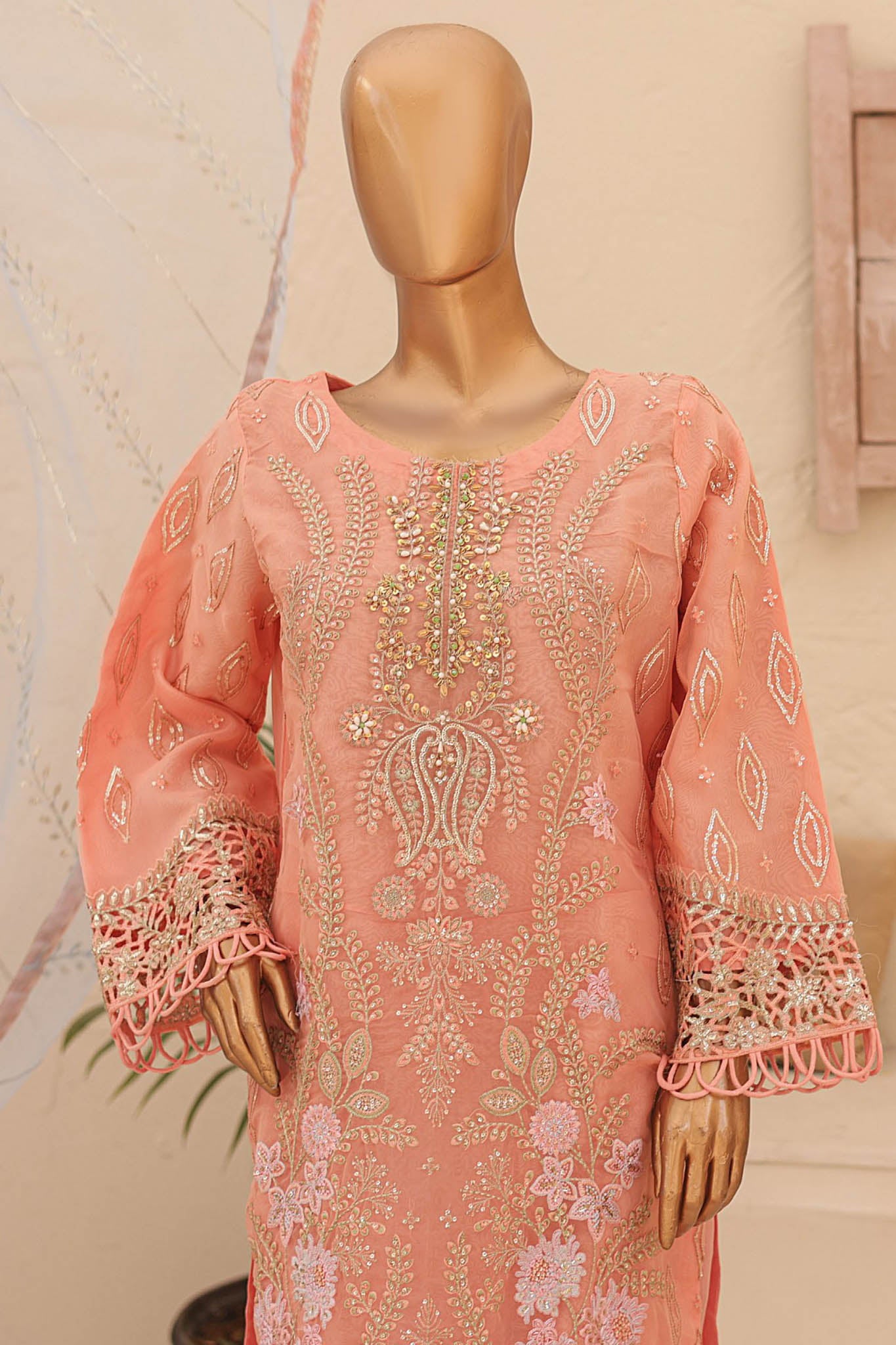 Bin Saeed Stitched 3 Piece Emb Fancy Festive Ramadan Collection'2024-ZEF-433-Pink