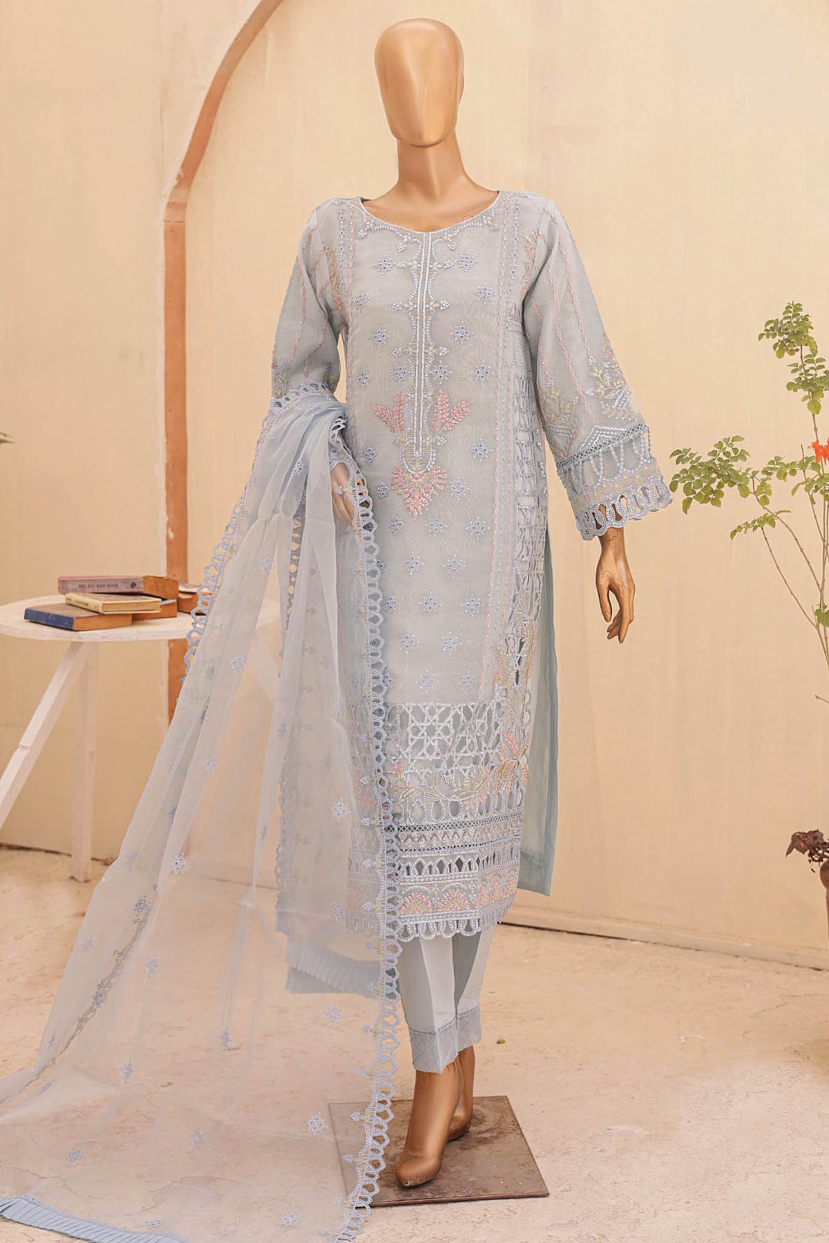 Bin Saeed Stitched 3 Piece Emb Fancy Festive Ramadan Collection'2024-ZEF-478-Mint
