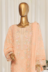 Bin Saeed Stitched 3 Piece Emb Chiffon Collection'2025-ZEFC-1794-Peach