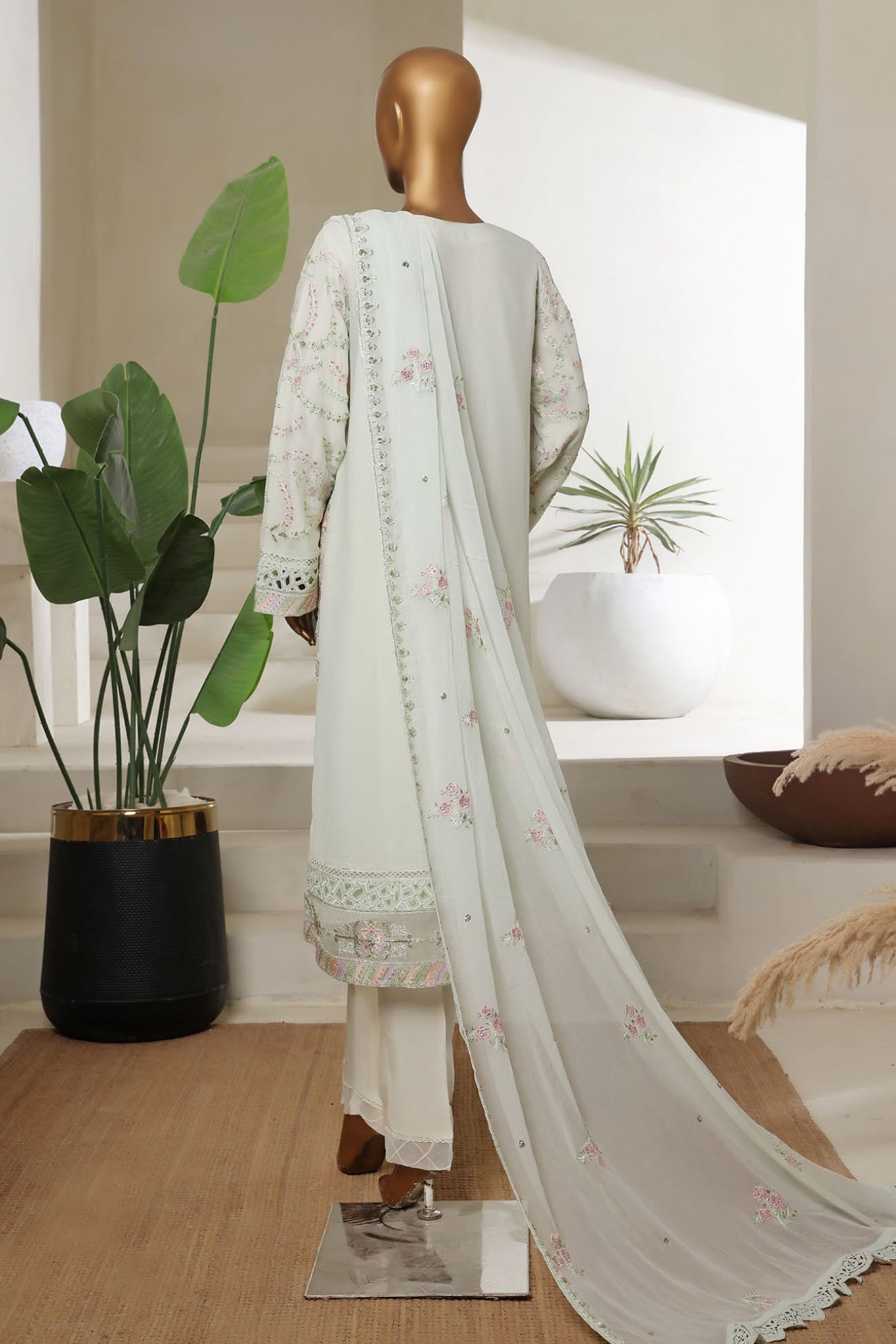 Bin Saeed Stitched 3 Piece Luxury Emb Chiffon Collection'2025-ZEFC-2152-Sky