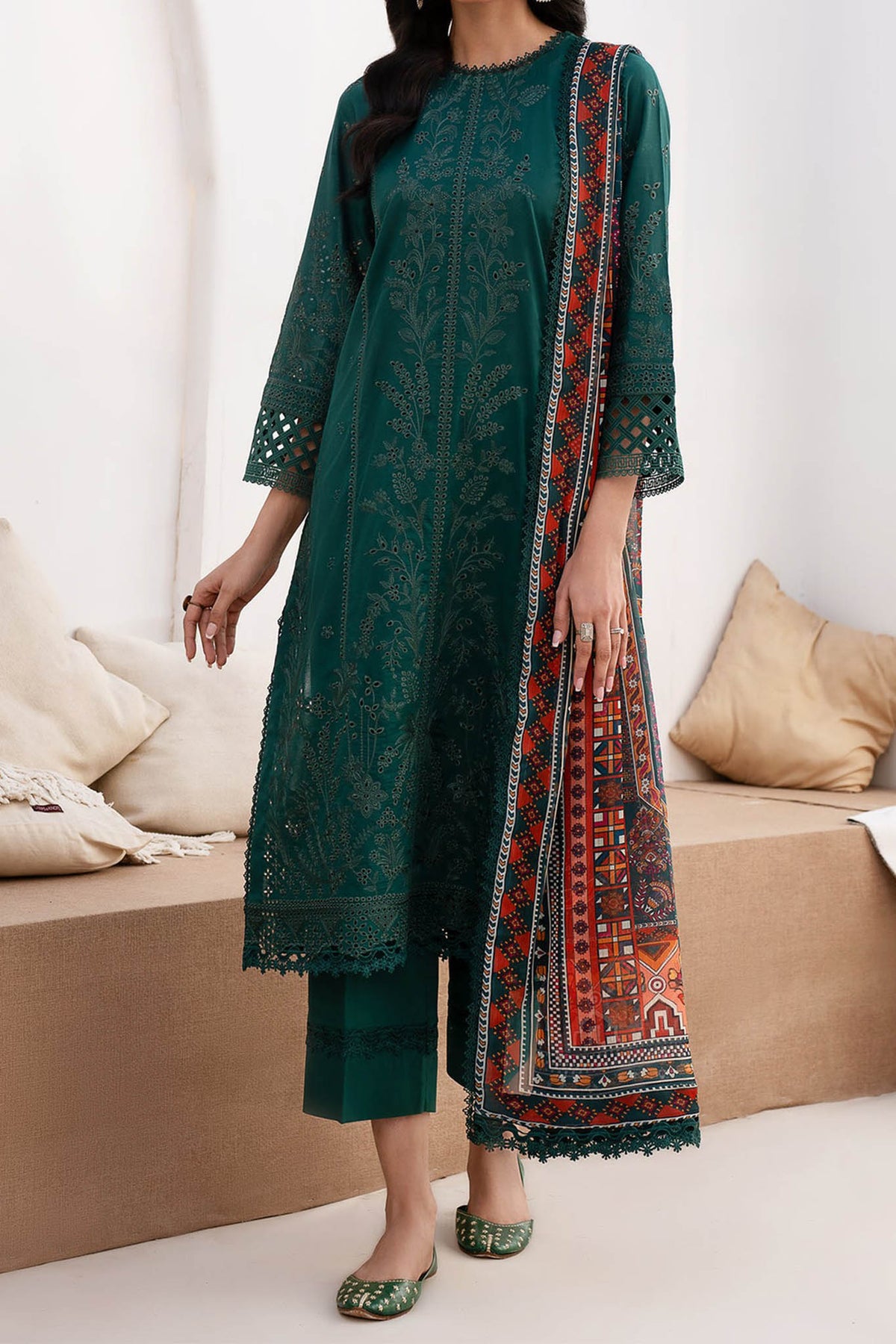 Zarif Unstitched 3 Piece Printed & Emb Eid Edit Lawn Collection'2024-ZL-01-Maple